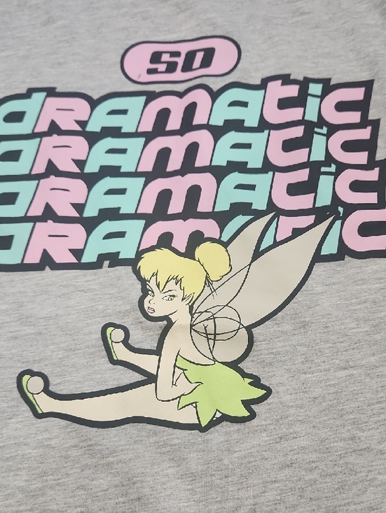 Disney Grey Tee With Tinkerbell And "Dramatic" Text - Picture 4 of 8